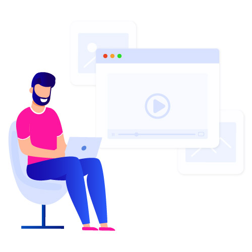 man watching daily work video on laptop